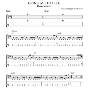 Cover image for Ebook BRING ME TO LIFE (Evanescence) Bass Transcription, Score & Tab Lesson
