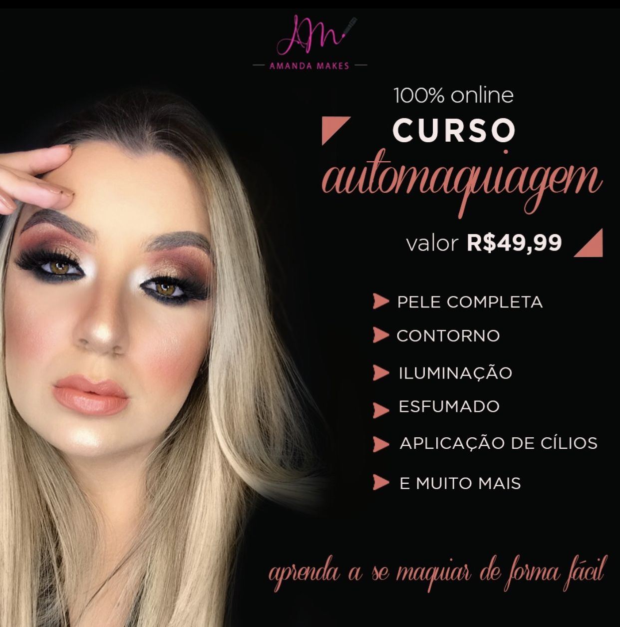 Imagem do curso Curso Automaquiagem On-Line com Amanda Makes