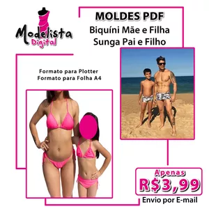 Imagem principal do produto KIT Moldes PDF Biquíni Mãe e Filha Sunga Pai e Filho