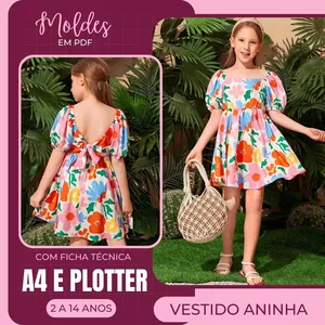 Imagem de capa para o Ebook Vestido infantil Aninha - Molde em PDF