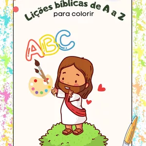 Imagem de capa para o Ebook Apostila lições bíblicas para colorir - de A a Z