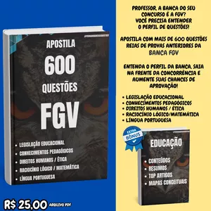 Imagem de capa para o Ebook APOSTILA FGV - 600 QUESTÕES EDUCAÇÃO