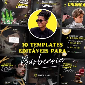 Imagem de capa para o Curso online Pack artes prontas Canva - Barbearia