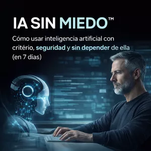 Imagen de portada para Curso online IA SIN MIEDO: Usa inteligencia artificial sin exponerte, sin depender y sin perder criterio (en 7 días)