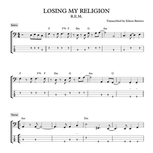 Cover image for Ebook LOSING MY RELIGION (R.E.M.) Bass Transcription, Score &amp; Tab Lesson