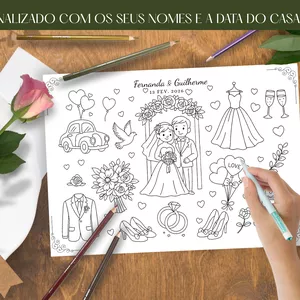 Imagem de capa para o Ebook Jogo americano para colorir de casamento personalizado