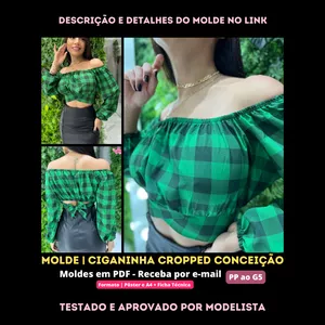 Imagem de capa para o Curso online ⭕ Molde em PDF - Ciganinha Cropped Conceição