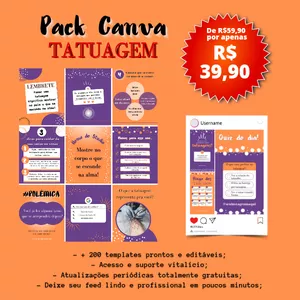 Imagem de PACK CANVA TATUAGEM criado por Mariana Oliveira Alves na hotmart