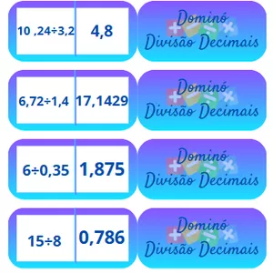 Imagem de capa para o Ebook Dominó Divisão Números Decimais