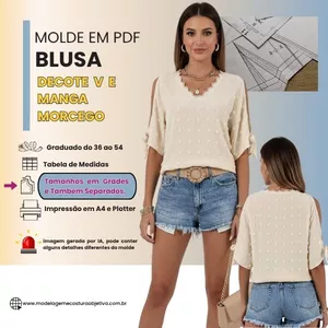 Imagem de capa para o Curso online BL301 -MOLDE EM PDF  - BLUSA DECOTE V E MANGA MORCEGO.