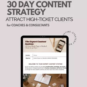 Cover image for Ebook 30-Day Content Planner for COACHES &amp; CONSULTANTS | High-Ticket Client Marketing Ebook | Social Media Strategy PDF