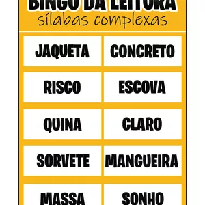 Imagem de capa para o Ebook Recurso Pedagógico – Bingo da Leitura - sílabas complexas 