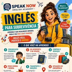 Imagem do curso Microcurso de Inglês para Sobrevivência: Comunicação Essencial Rápida