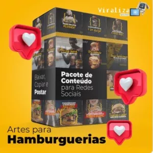 Pack com 200 Artes de Redes Sociais para Hamburguerias