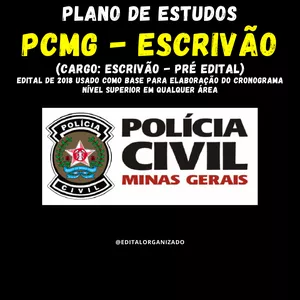 Imagem de capa para o Ebook Plano de estudos - PCMG PRÉ-EDITAL ESCRIVÃO
