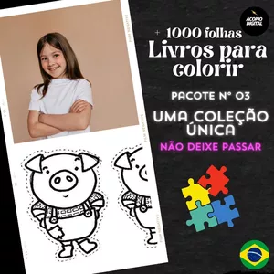 Imagem de capa para o Ebook Histórias infantis para colorir | Mais de 1000 páginas em 11 PDFs exclusivos | Pacote nº 03