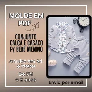 Imagem de capa para o Ebook Molde Conjunto Calça e Casaco P/ Bebê Menino