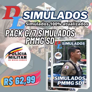 Imagem de capa para o Curso online Pacote C/7 Simulados PMMG Sd | 100% ATUALIZADOS