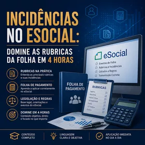 Imagem do curso INCIDÊNCIAS NO ESOCIAL: DOMINE AS RUBRICAS DA FOLHA EM 4 HORAS - GRAVADO - 17/07/2026
