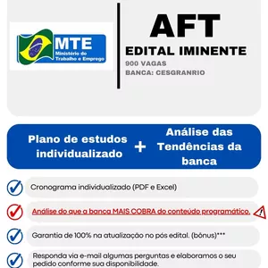 Imagem de capa para o Ebook PLANO DE ESTUDOS AFT – AUDITOR (PRÉ-EDITAL) (PLANO DE ESTUDOS + ANALISE DA BANCA)