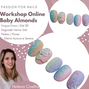 Imagem principal do produto Baby Almonds - Degradê em Verniz Gel com Nail Art 