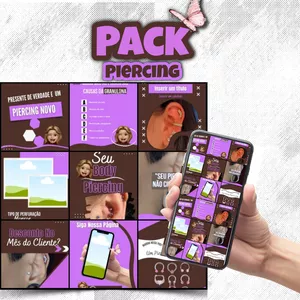 Imagem de capa para o Ebook Pack Canva Piercing 