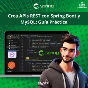Imagen de portada para Curso online Crea APIs REST con Spring Boot y MySQL: Guía Práctica