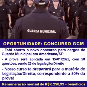 Imagem do curso Curso Preparatório para o Concurso da Guarda Municipal Americana/SP