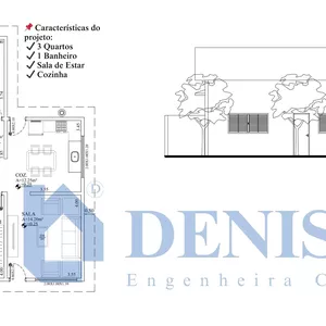 Imagem de capa para o Ebook Projeto Arquitetônico Completo | Casa Térrea 3Q (PDF)