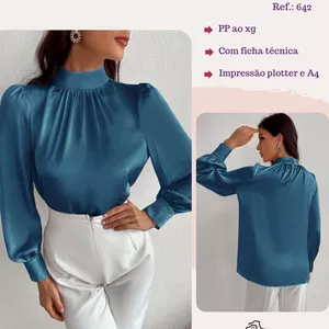 Imagem de capa para o Ebook Molde blusa social gola alta do PP ao XG 