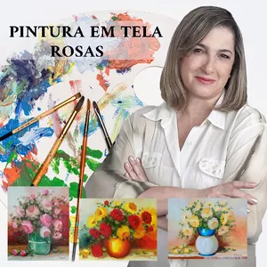 Curso CURSO DE PINTURA EM TELA ROSAS - APRENDA COMO PINTAR 1 QUADRO EM 1 HORA