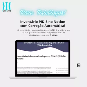 Imagem de capa para o Curso online Inventário PID-5 Completo com Correção Automatizada no NOTION!