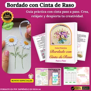 Imagen de portada para Ebook Guía Práctica - Bordado con Cinta de Raso Paso a Paso