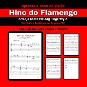 Imagem de capa para o Ebook HINO DO FLAMENGO - FINGERSTYLE PARA VIOLÃO