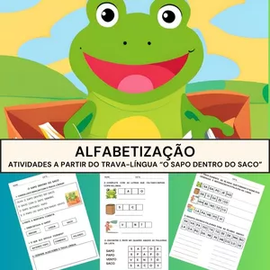 Imagem de capa para o Ebook PACOTE  DE ATIVIDADES DE ALFABETIZAÇÃO_TRAVA-LÍNGUA "O SAPO DENTRO DO SACO"