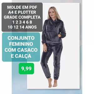Imagem de capa para o Ebook MOLDE EM PDF CONJUNTO COM CASACO E CALÇA MODA FEMININA 