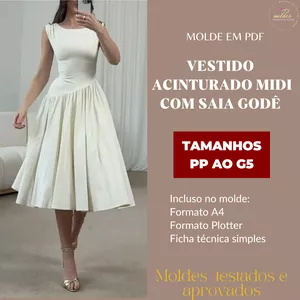 Imagem de capa para o Ebook Vestido Acinturado Midi com Saia Godê