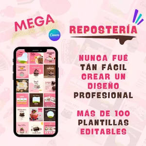 Imagen de portada para Curso online PACK DE PLANTILLAS EDITABLES CANVA - REPOSTERÍA
