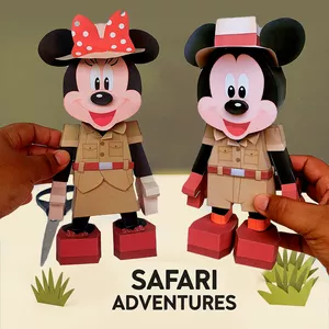 Imagem de capa para o Ebook Mickey e Minnie Mouse Safari papertoy digital
