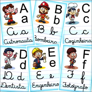 Imagem de capa para o Ebook 🅰️ Alfabeto Profissões para Sala de Aula 