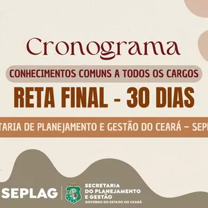 Imagem de capa para o Ebook CRONOGRAMA RETA FINAL SEPLAG/CE - CONHECIMENTOS COMUNS