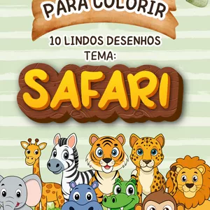 Imagem de capa para o Ebook DESENHOS PARA COLORIR - TEMA: SAFARI