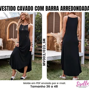 Imagem de capa para o Ebook MV002/023-SM - Molde Vestido Barra Arredondada em PDF