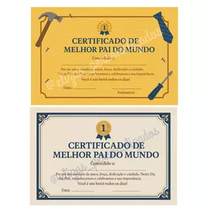 Imagem de capa para o Ebook CERTIFICADO PARA O DIA DOS PAIS - O MELHOR PAI DO MUNDO 