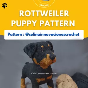 Cover image for Ebook PDF PATTERN IN ENGLISH REALISTIC ROTTWEILER DOG CROCHET by Celina innovations crochet