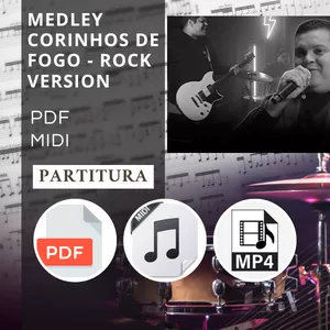 Imagem de capa para o Ebook Partitura de Bateria - Música: Medley Corinho de Fogo - Rock Version