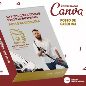 Imagem de capa para o Curso online Kit de Social Media – Posts Prontos para Posto de Gasolina – Troca de óleo no Canva com Legendas + Mega Pack Divulga Aê