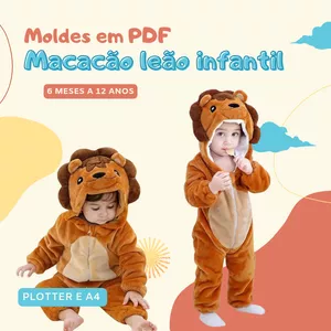Imagem de capa para o Ebook Molde macacão leão infantil 