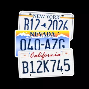 Imagem de capa para o Ebook USA License Plates Vector | Vetor Placas EUA [Nevada, New York, California] Arquivo 100% Detalhista Full