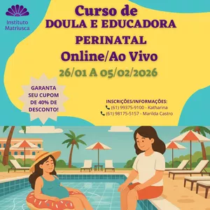 Imagem de capa para o Curso online CURSO DE DOULA E EDUCADORA PERINATAL (EAD, ON LINE AO VIVO - COM OU SEM OFICINA PRESENCIAL )